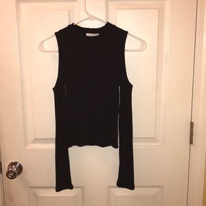 Kendall and Kylie Ribbed Cold Shoulder Top